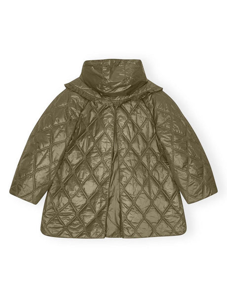 Ganni Shiny Quilt Midi Jacket