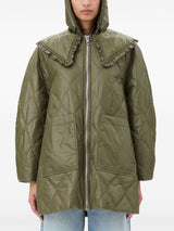 Ganni Shiny Quilt Midi Jacket