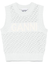 Ganni Openwork cotton vest