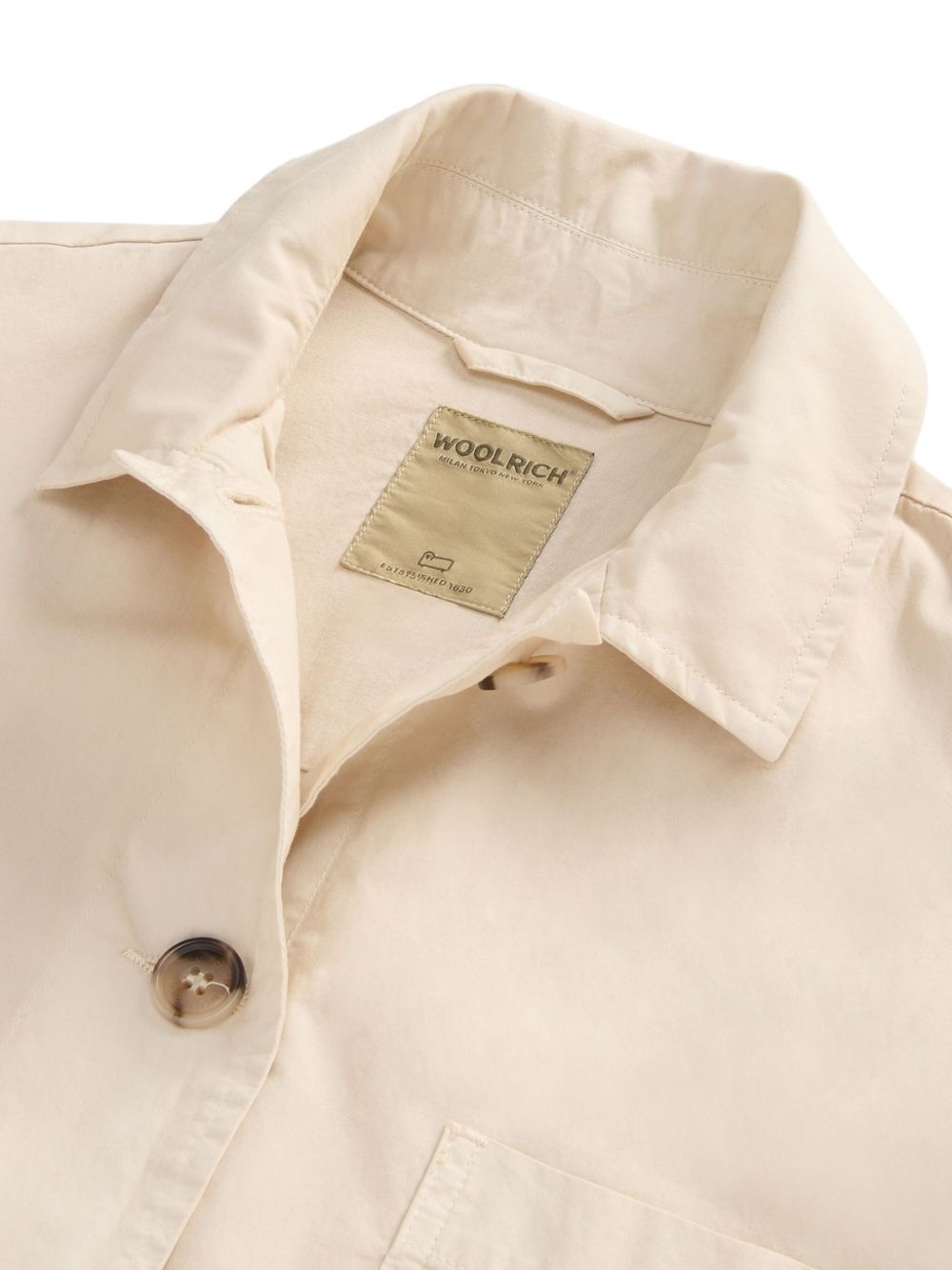 Woolrich Garment-Dyed Pure Cotton Overshirt beige