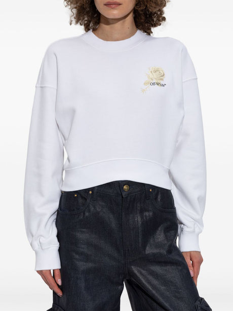 Off White logo-print cropped sweatshirt