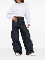 Off White logo-print cropped sweatshirt