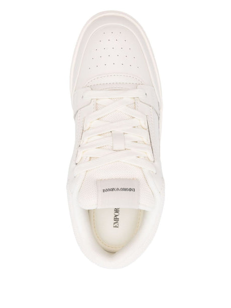 EMPORIO ARMANI EXCLUSIVE Emporio Armani Leather and mesh sneakers with contrasting details