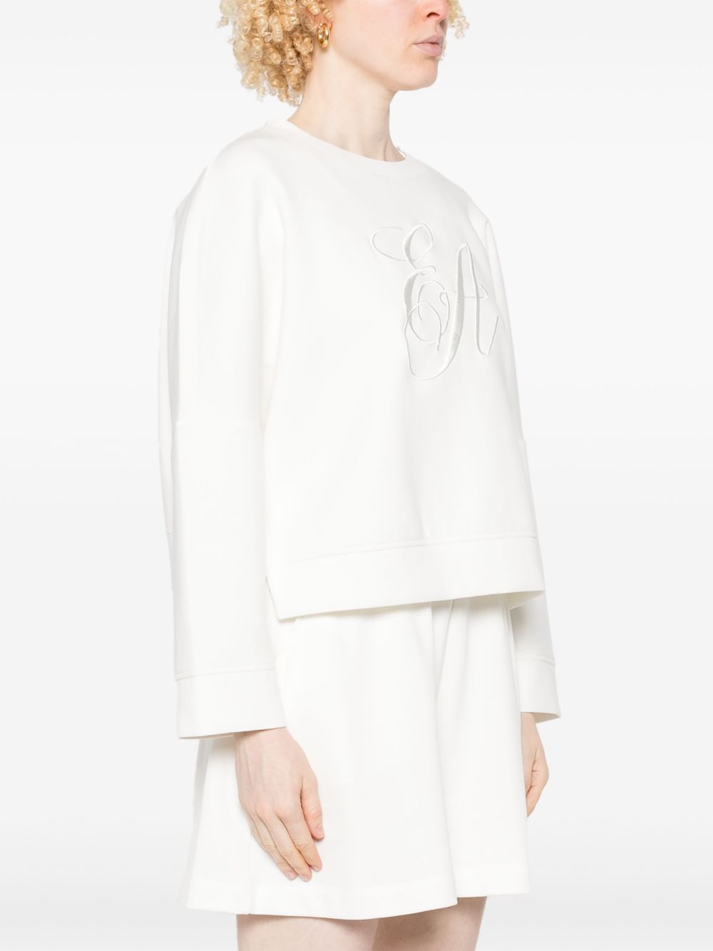 Emporio Armani Double jersey sweatshirt with EA logo embroidery