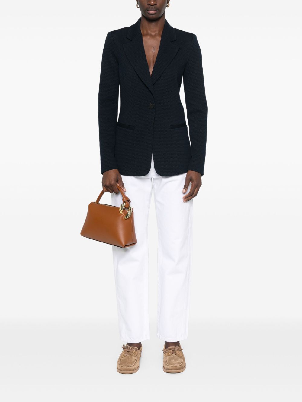 Emporio Armani Icon single-breasted blazer in an embossed jacquard knit jersey