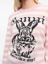 Ganni Striped Graphic Wool Bunny Jumper