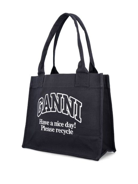 Ganni Organic cotton large tote bag