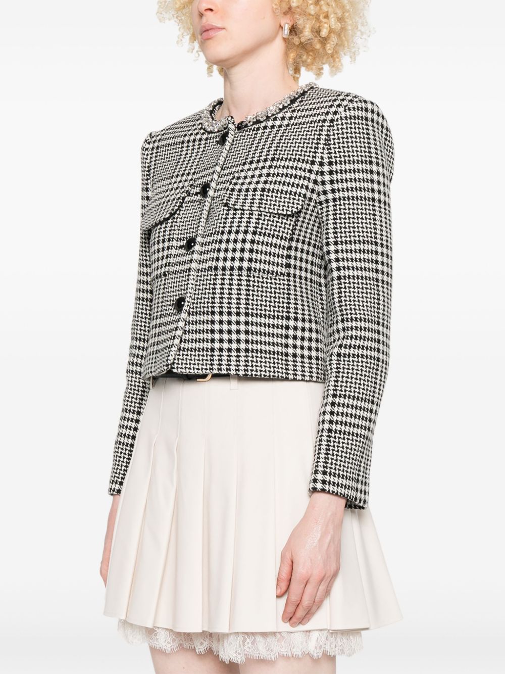 Self-Portrait Houndstooth crop jacket
