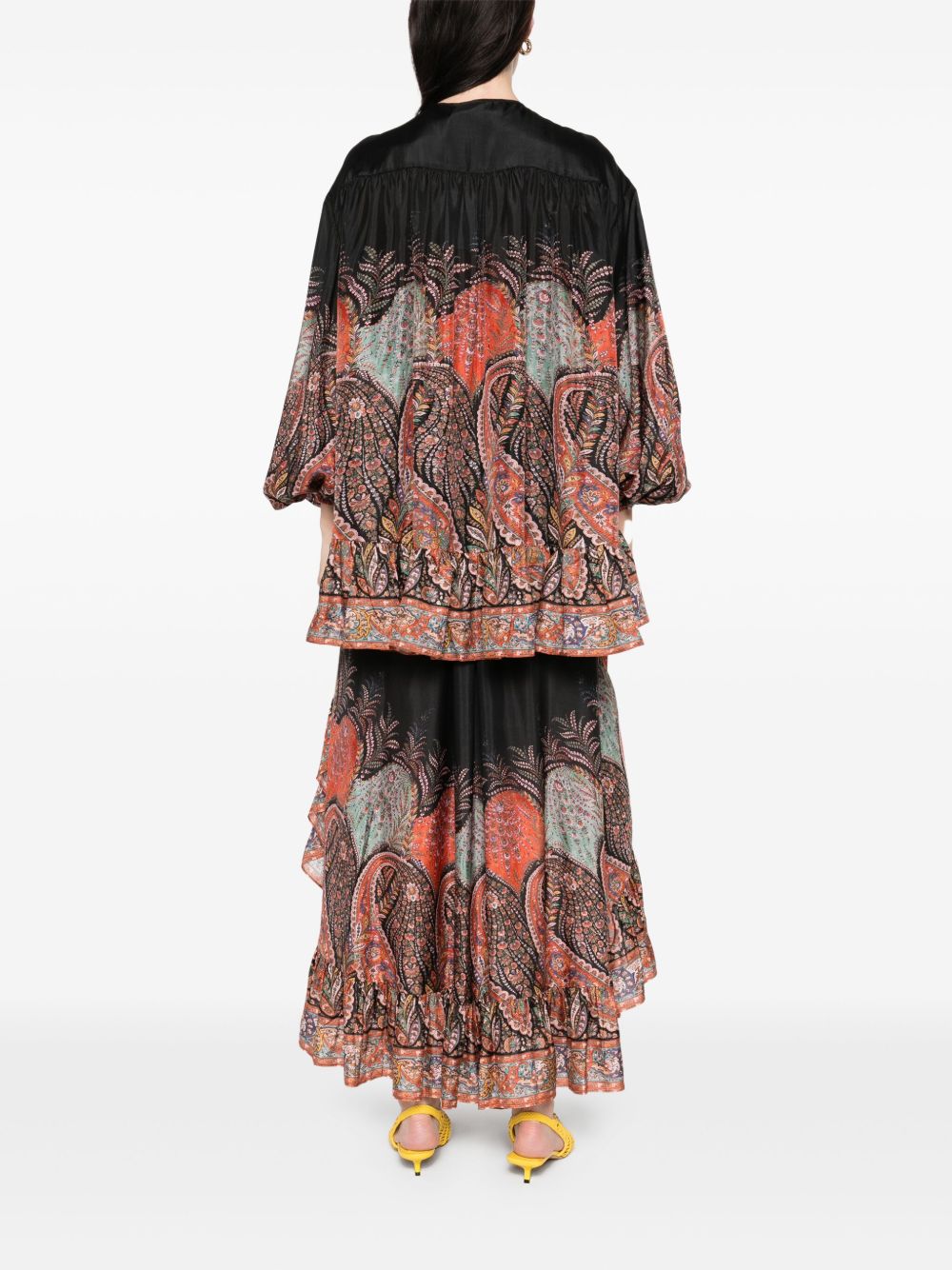 Zimmermann Rhiannon Ruffle Blouse with Puff Sleeves
