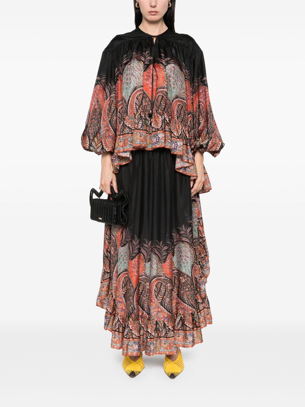 Zimmermann Rhiannon Ruffle Blouse with Puff Sleeves