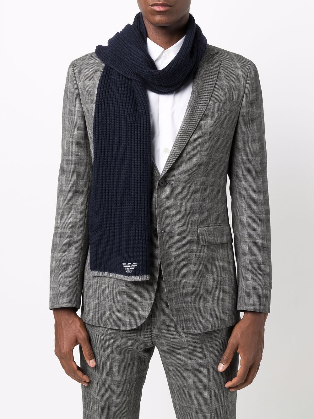 Emporio Armani ribbed knit embroidered logo scarf & beanie set