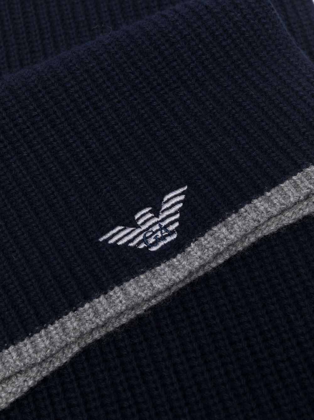 Emporio Armani ribbed knit embroidered logo scarf & beanie set
