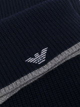 Emporio Armani ribbed knit embroidered logo scarf & beanie set
