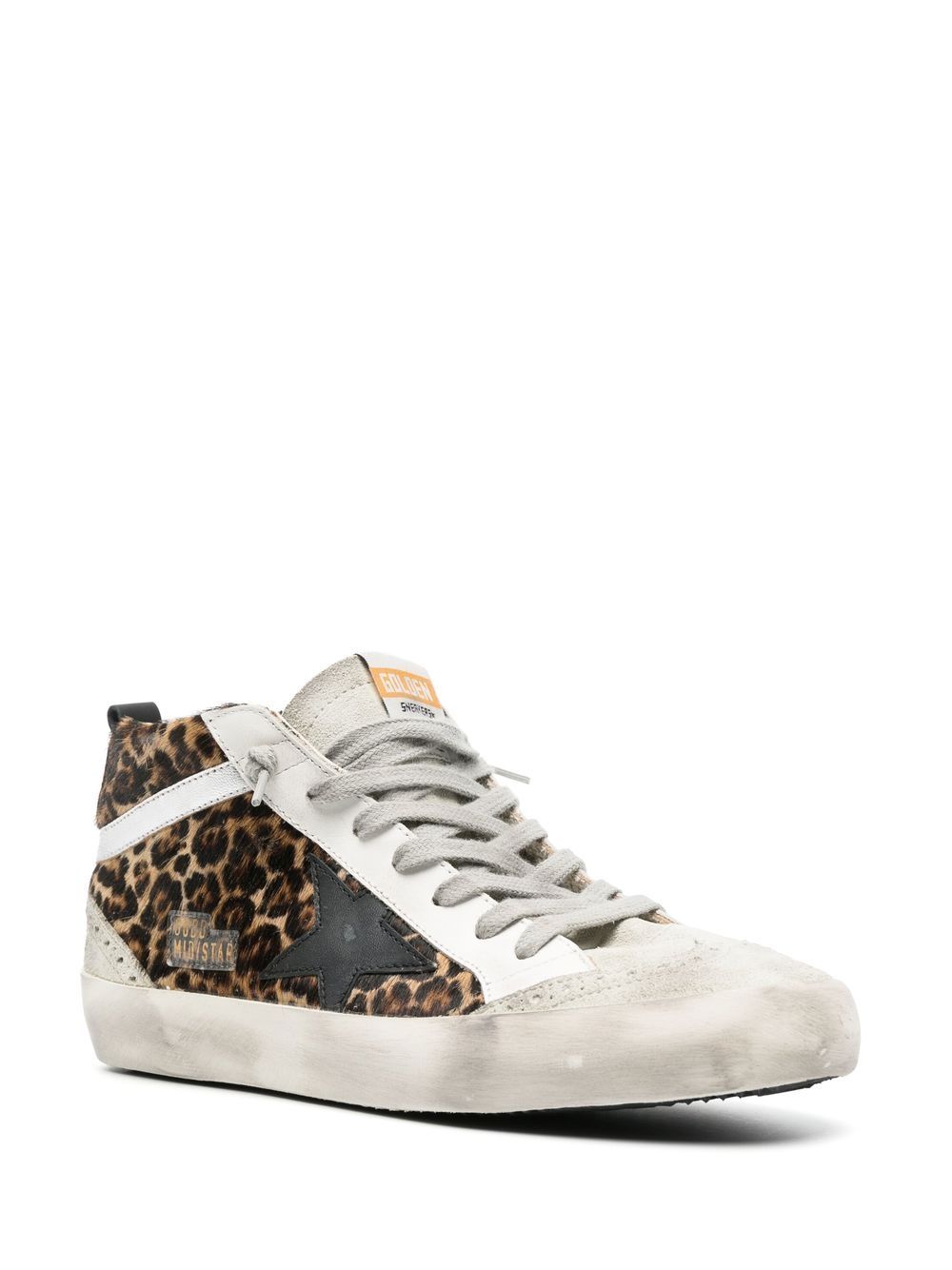 Golden Goose Mid Star Leo ponyskin shoe with star and comma