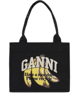 Ganni Organic cotton large tote bag