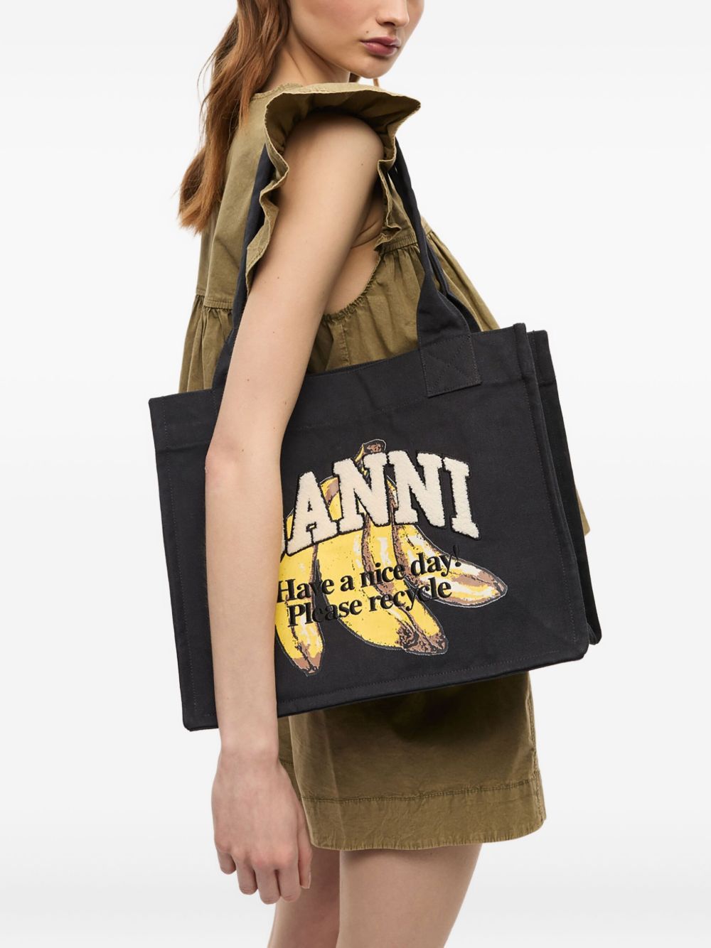 Ganni Organic cotton large tote bag
