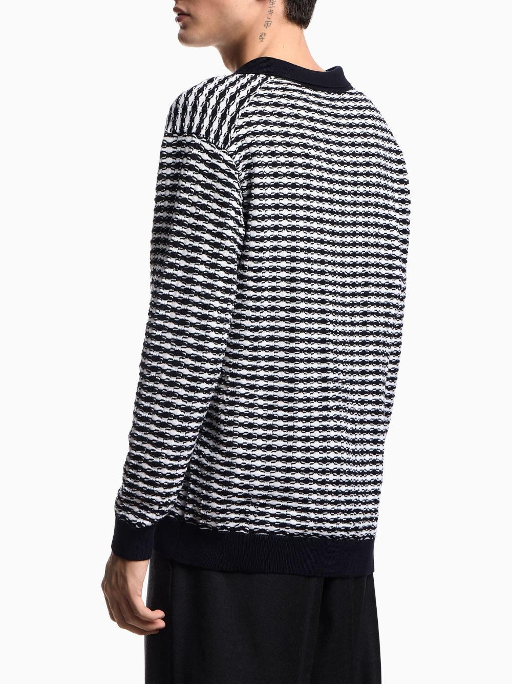 Emporio Armani Icon embossed stitch virgin wool polo neck sweater