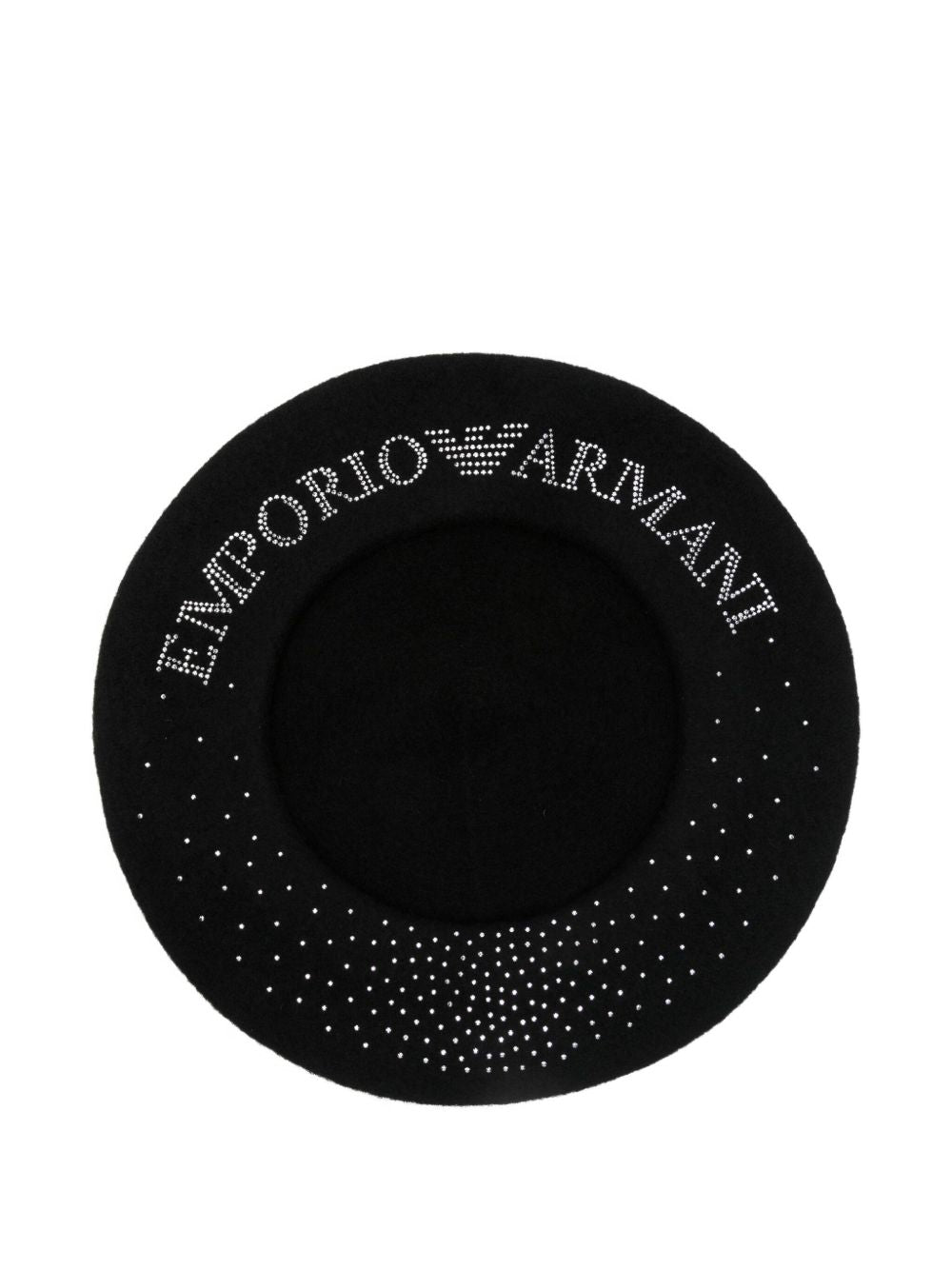 Emporio Armani Wool beret with micro-studded logo