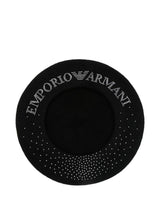Emporio Armani Wool beret with micro-studded logo