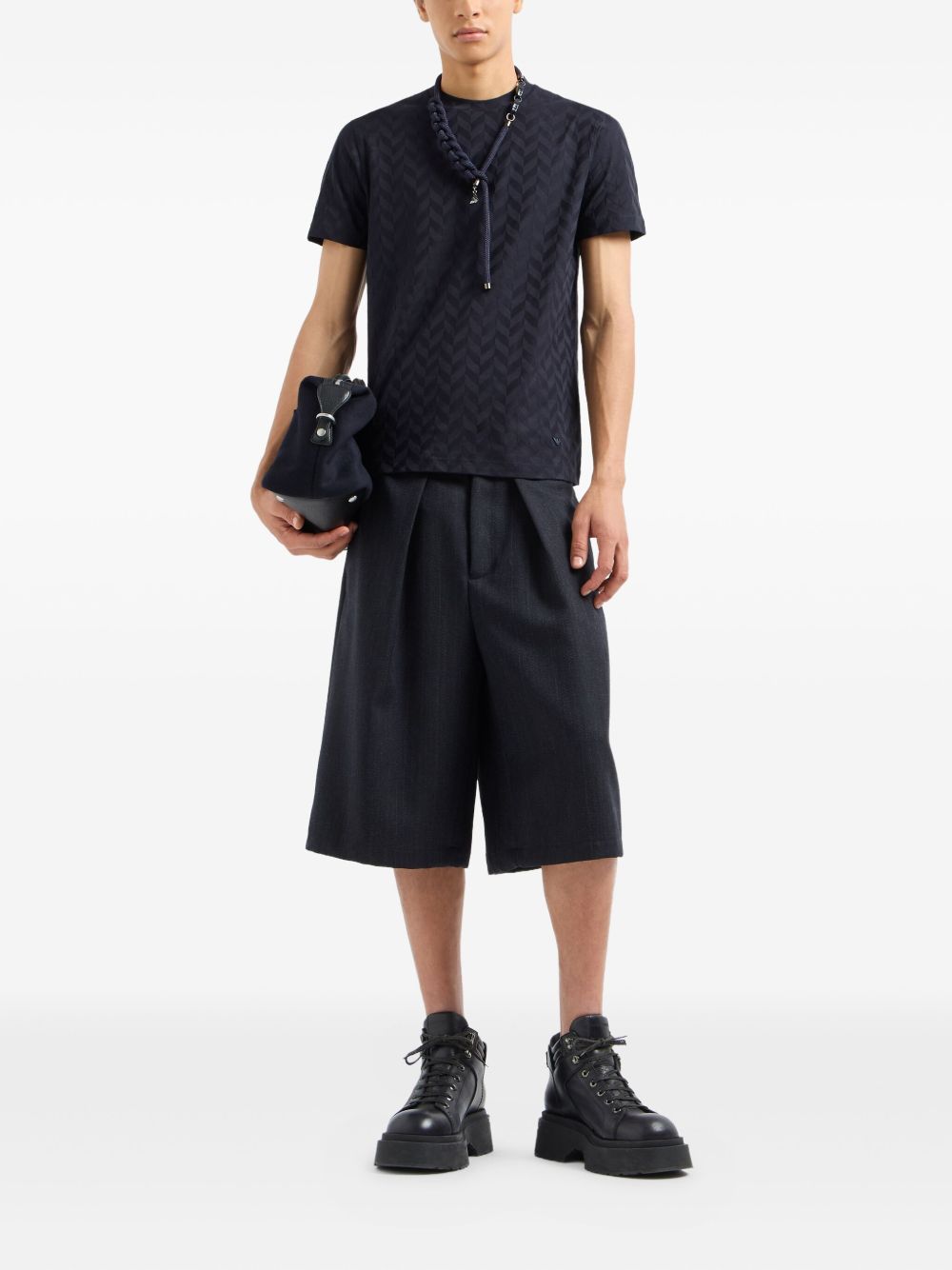 Emporio Armani Jersey T-shirt with all-over jacquard pattern