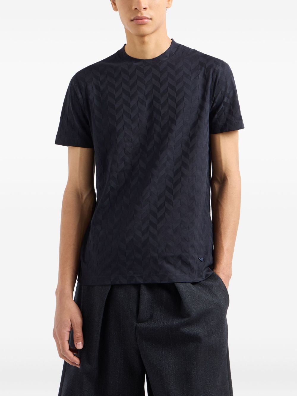 Emporio Armani Jersey T-shirt with all-over jacquard pattern