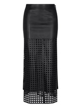 Emporio Armani Capsule Polygon longuette skirt in vegetable nappa leather with laser-cut perforations