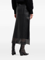 Emporio Armani Capsule Polygon longuette skirt in vegetable nappa leather with laser-cut perforations