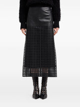 Emporio Armani Capsule Polygon longuette skirt in vegetable nappa leather with laser-cut perforations