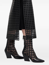 Emporio Armani Capsule Polygon longuette skirt in vegetable nappa leather with laser-cut perforations