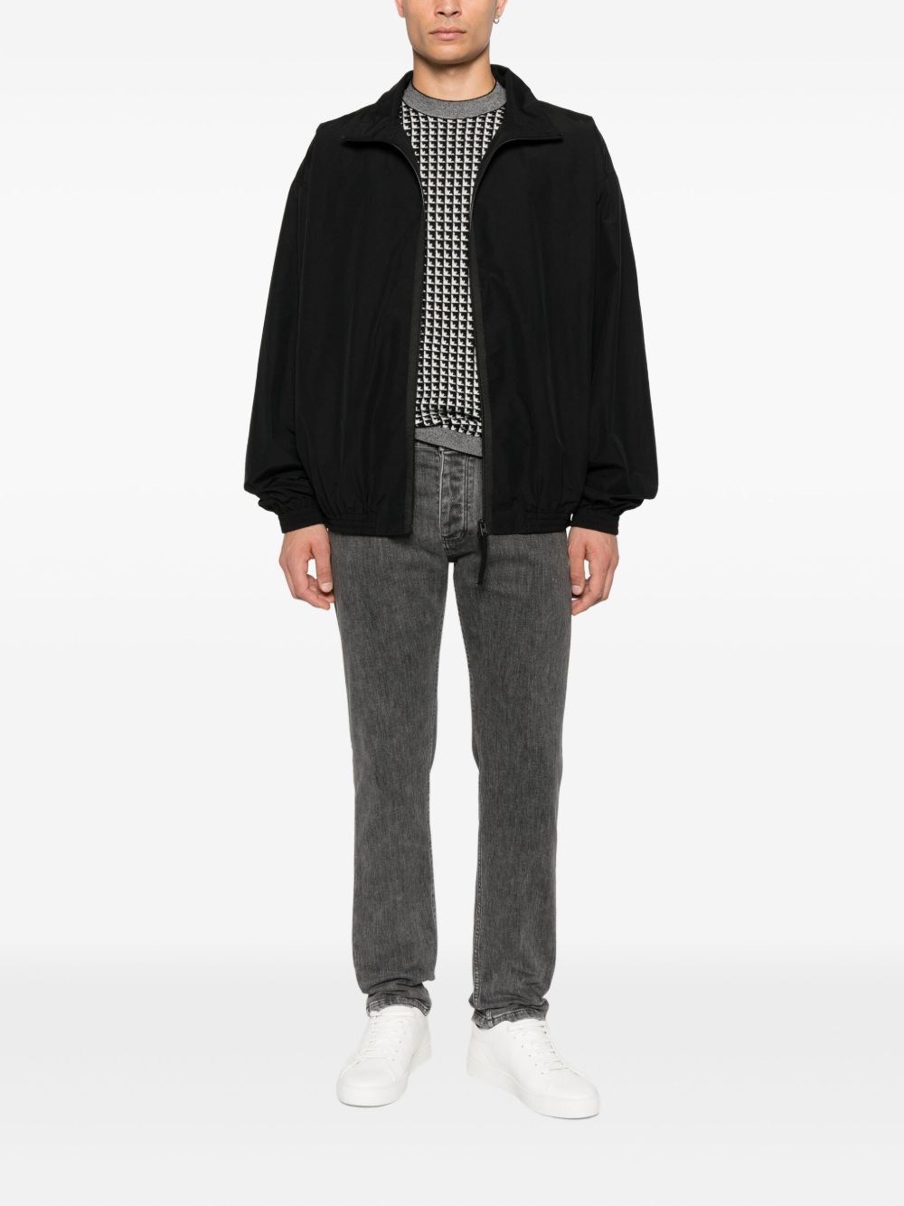 Emporio Armani Virgin wool sweater with jacquard eagle motif