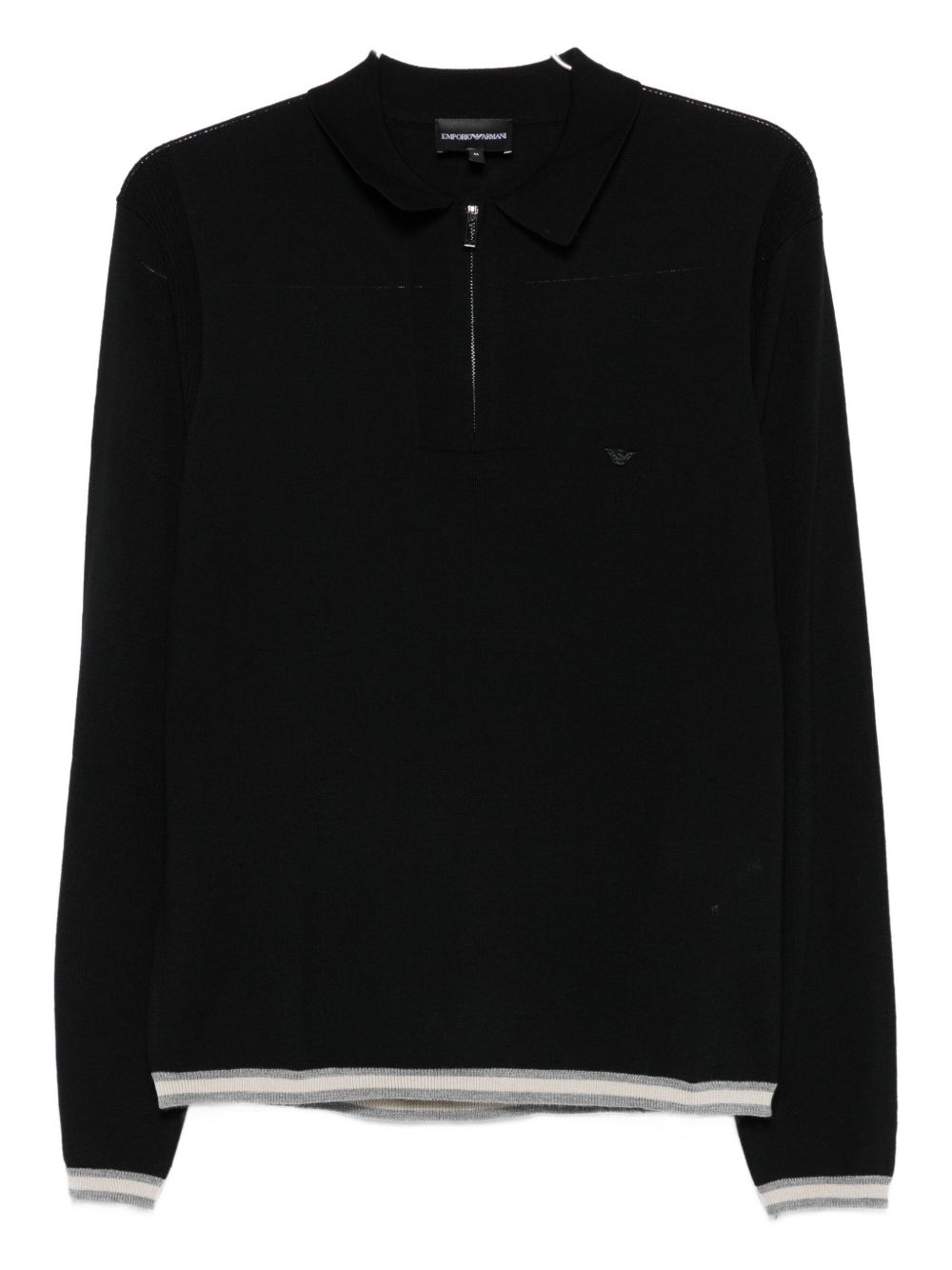 Emporio Armani Zip-up polo neck sweater in shaved virgin wool