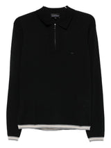 Emporio Armani Zip-up polo neck sweater in shaved virgin wool