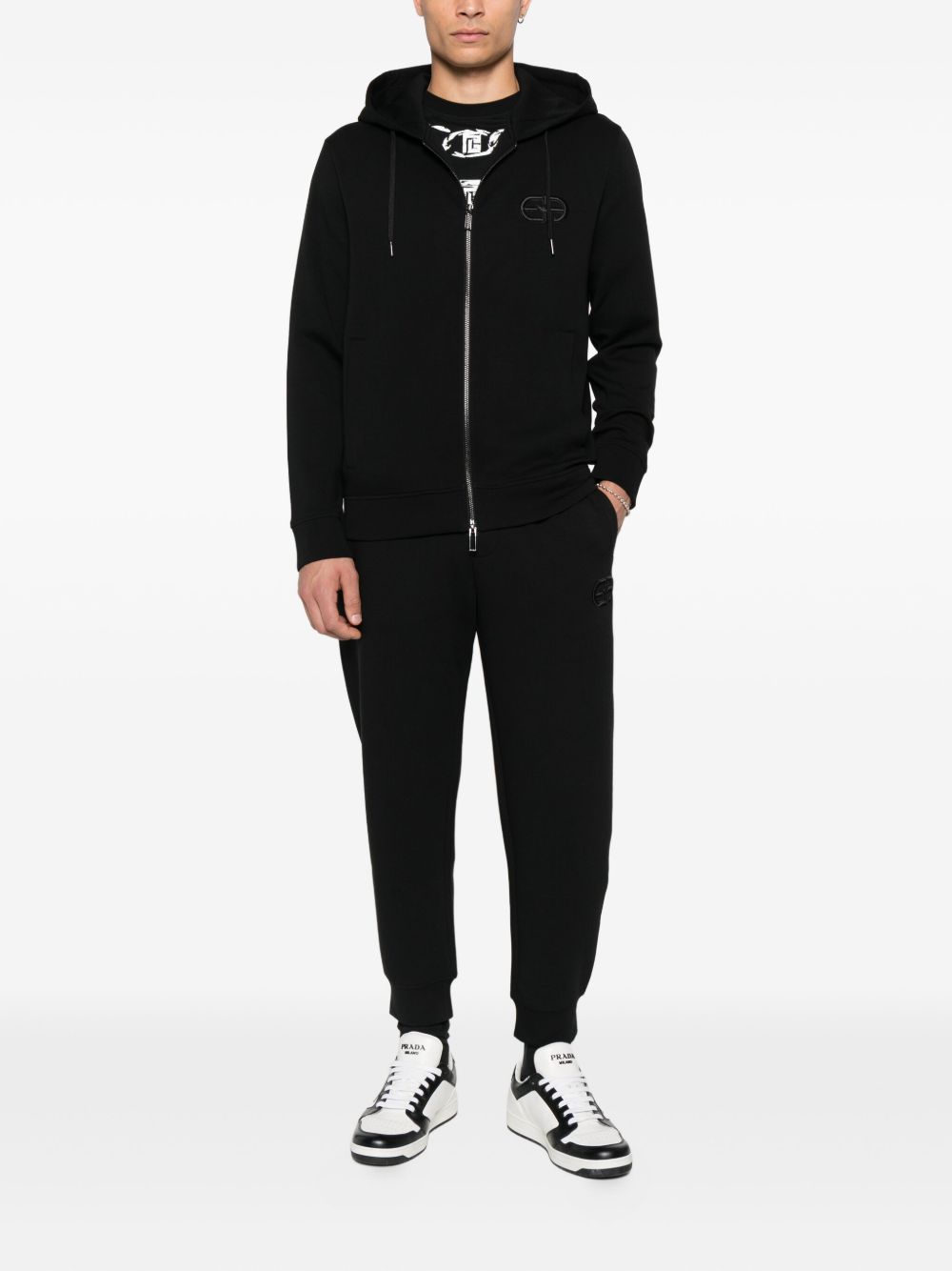 Emporio Armani Logo-embroidered cuffed track pants
