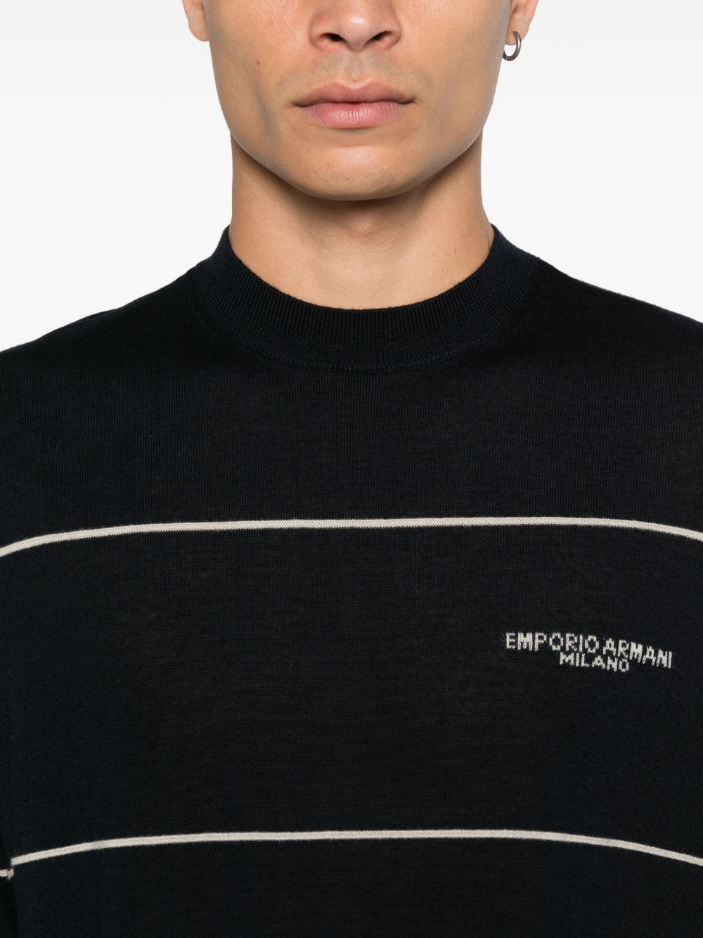 Emporio Armani Virgin wool sweater with jacquard logo