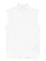 Emporio Armani Turtleneck top in shaved virgin wool with micro rhinestones