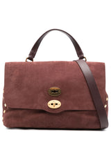 Zanellato Postina Jones Medium handbag in vinaccio suede leather