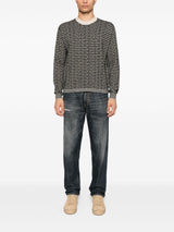 Emporio Armani Virgin wool sweater with jacquard logo and all-over signature