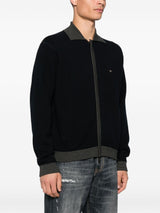 Emporio Armani Ribbed-trimmed zip-up cardigan