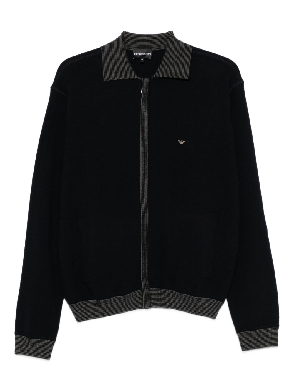 Emporio Armani Ribbed-trimmed zip-up cardigan