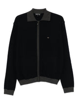 Emporio Armani Ribbed-trimmed zip-up cardigan