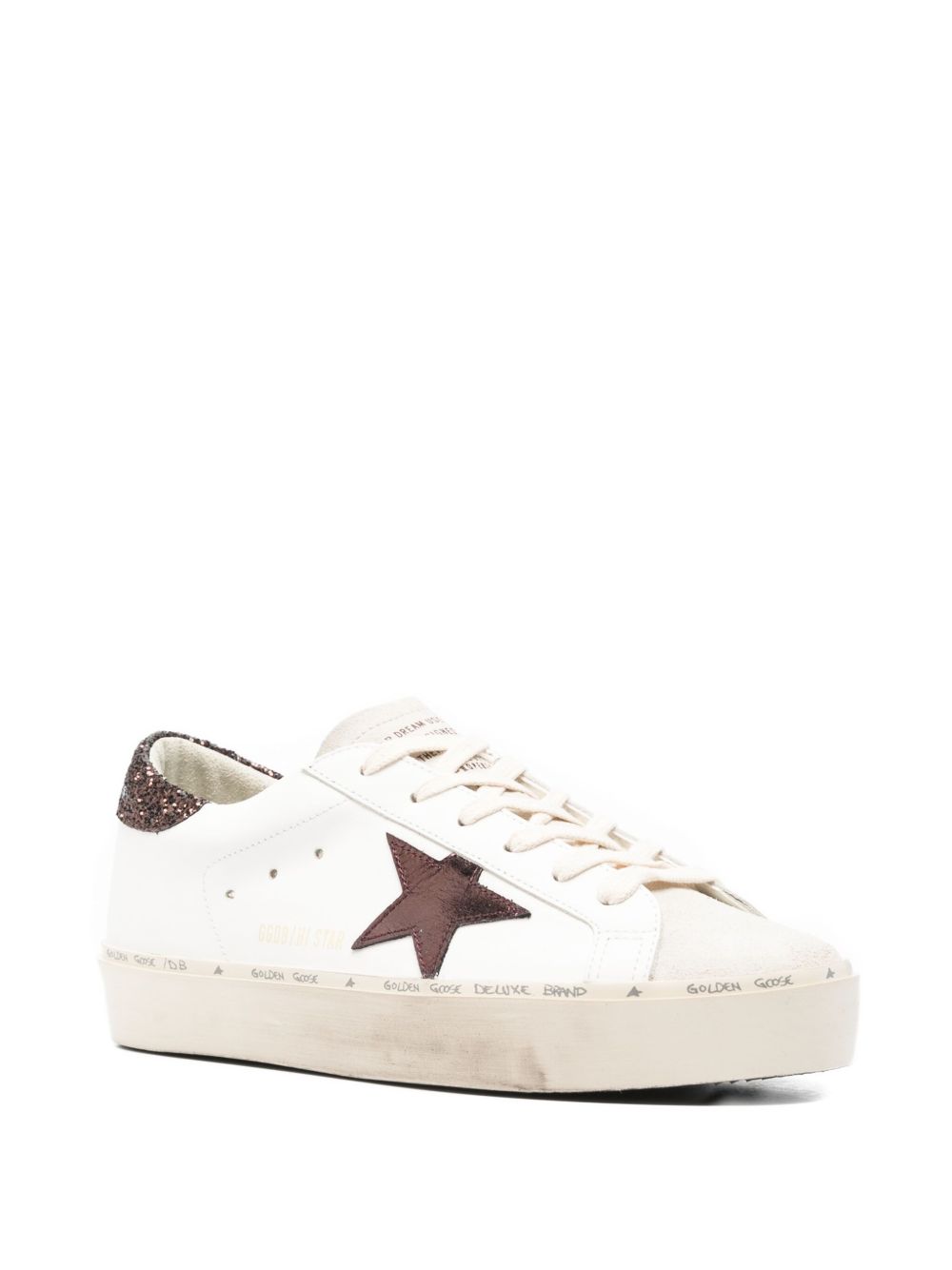 Golden Goose Hi Star in white nappa with leather star and heel tab
