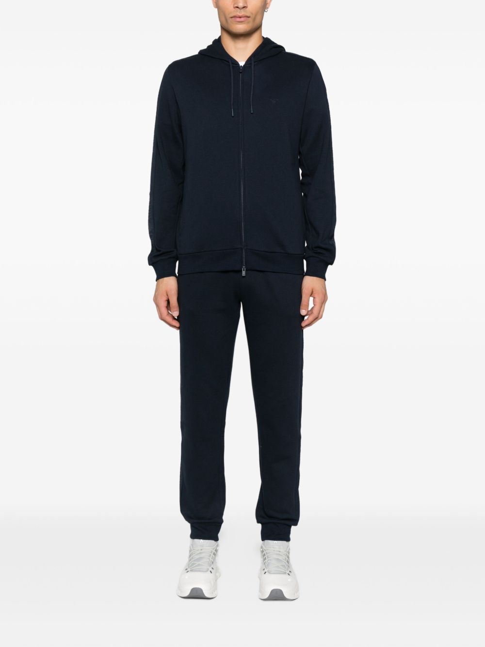 Emporio Armani Logo-detail hooded zip-up sweatshirt