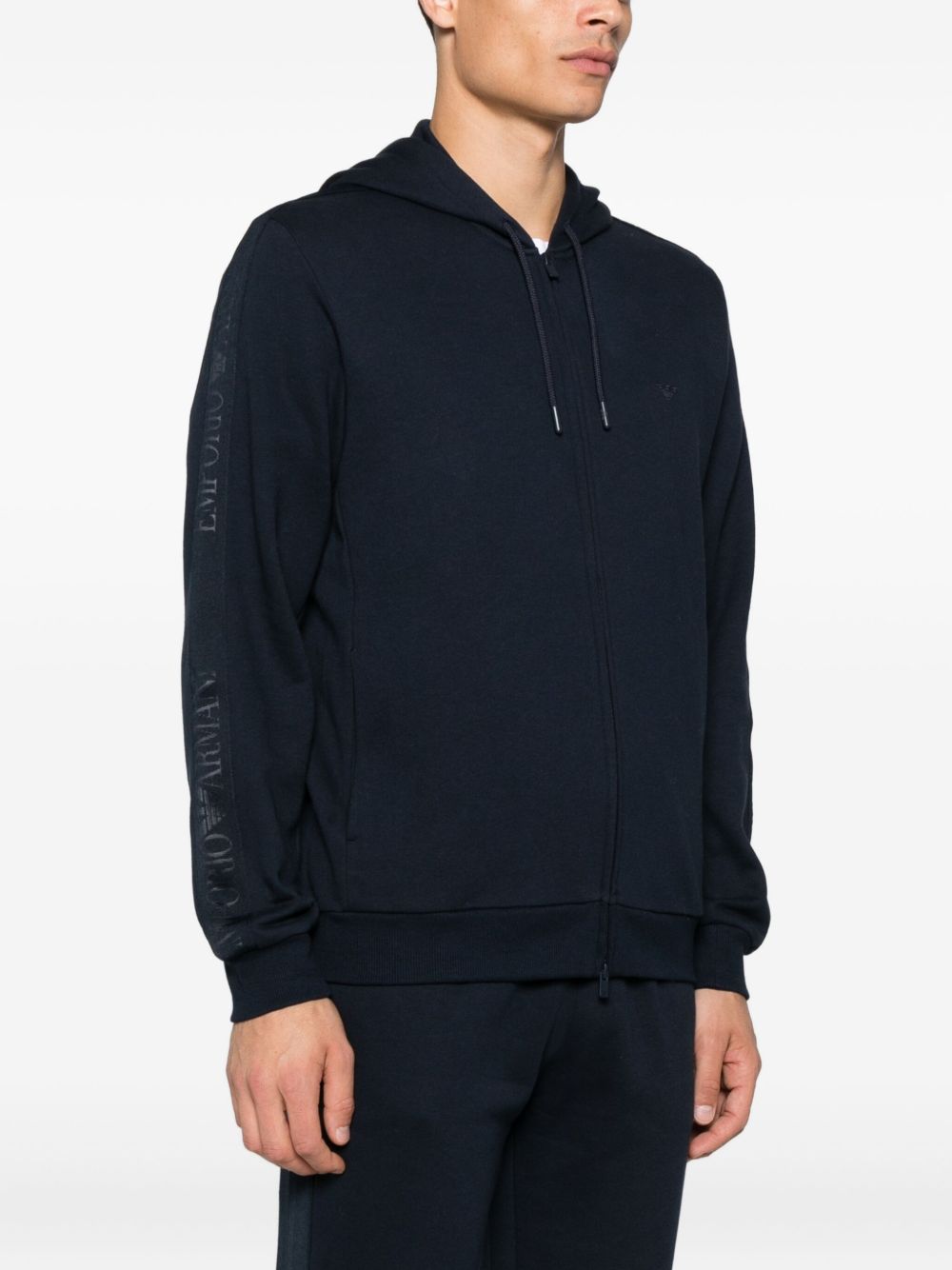 Emporio Armani Logo-detail hooded zip-up sweatshirt