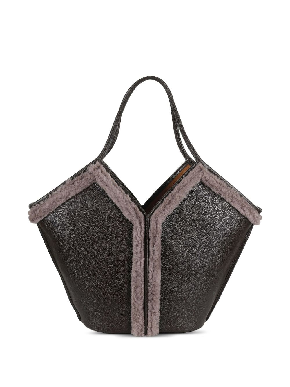 Hereu Shearling-trimmed tote bag