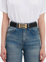 Victoria Beckham Jumbo Frame Belt In Black Grained Leather