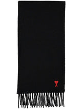 Ami Paris Ami de Coeur fringed-edge wool scarf