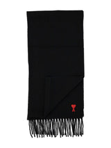 Ami Paris Ami de Coeur fringed-edge wool scarf