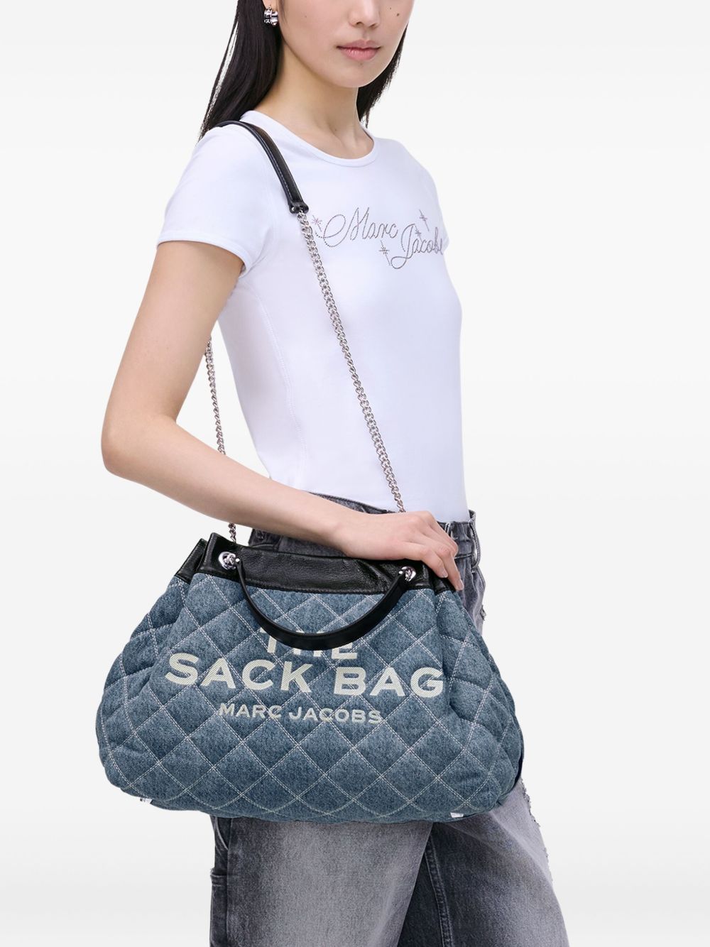 Marc Jacobs The Quilted Denim Large Chain Sack Bag