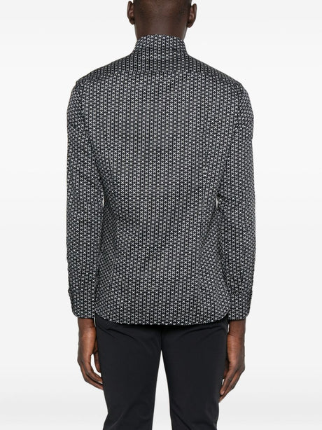 Emporio Armani Stretch cotton shirt with printed pattern