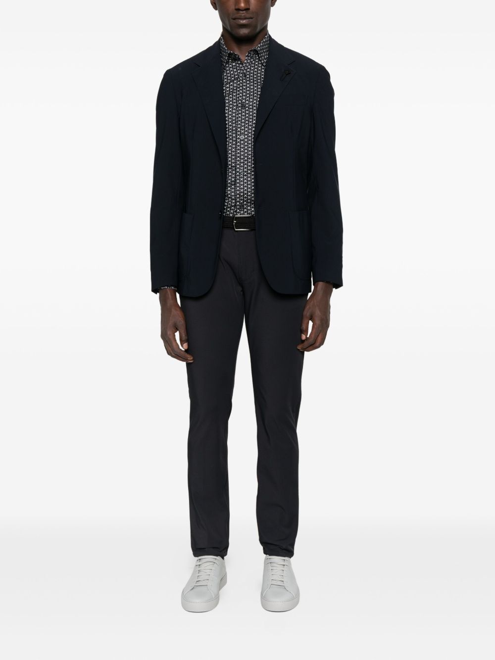 Emporio Armani Stretch cotton shirt with printed pattern